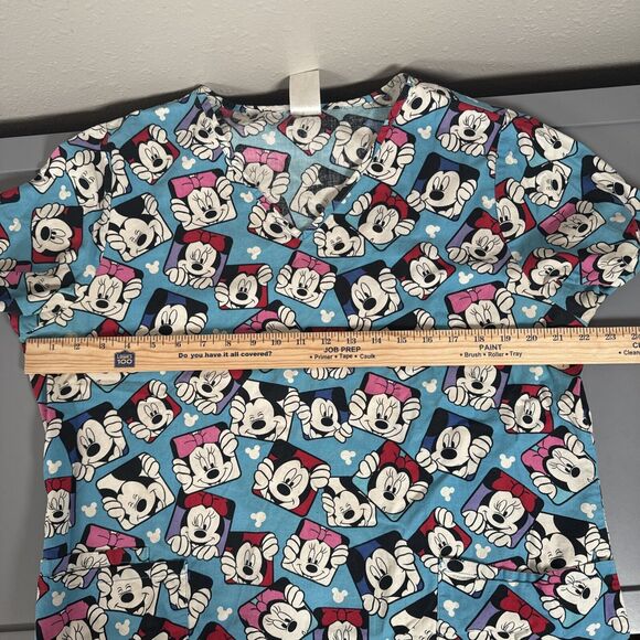 Disney Mickey And Minnie Mouse Women’s Scrub Top Size L Hearts Cute Medical Top‎ - Picture 8 of 9